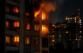 Пожар в расселенном доме на Васильевском остров...